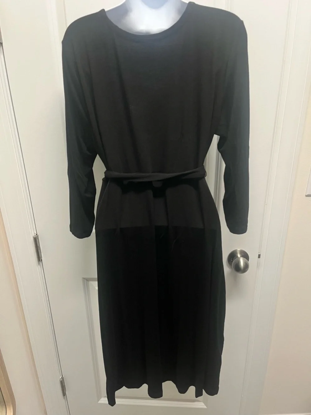 Gap Maternity Black Faux Wrap Midi Dress with Belt Size L - Picture 2 of 9